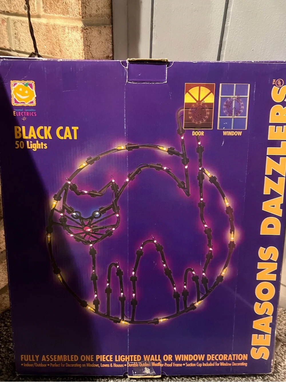 Vintage Seasons Dazzlers LightUp Cat Halloween Silhouette